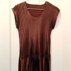 Brown Satin Pleated top